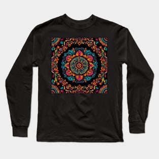 Flower Mandala Art Colorful Long Sleeve T-Shirt